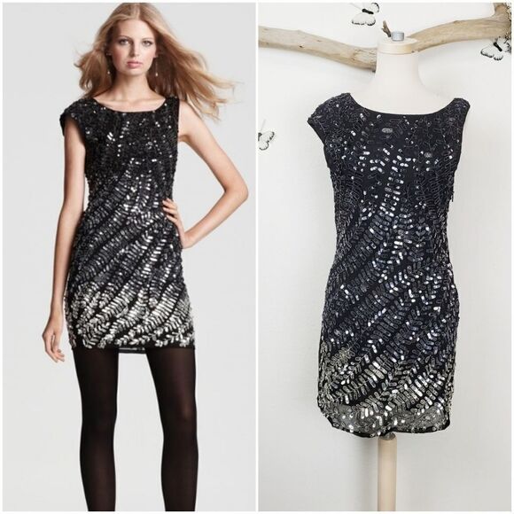 Alice + olivia black and silver ombre sequin dress - Picture 1 of 8